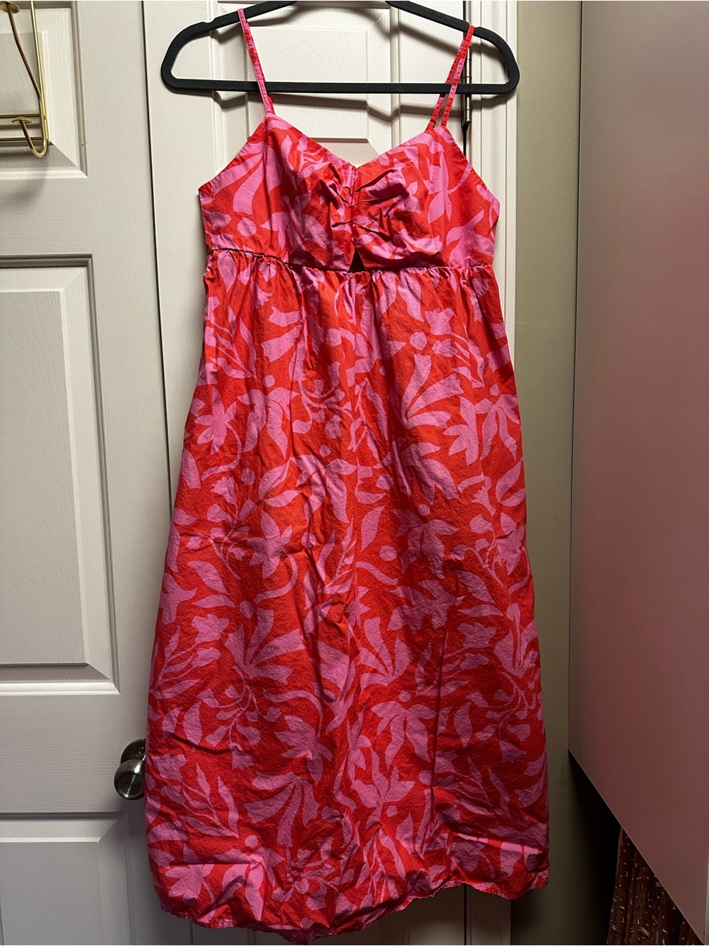 Time and Tru Red and Pink Floral Maxi Dress